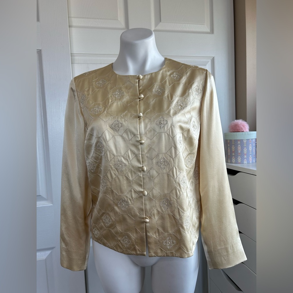 Kazu Vintage Buttercream Yellow Silk Top